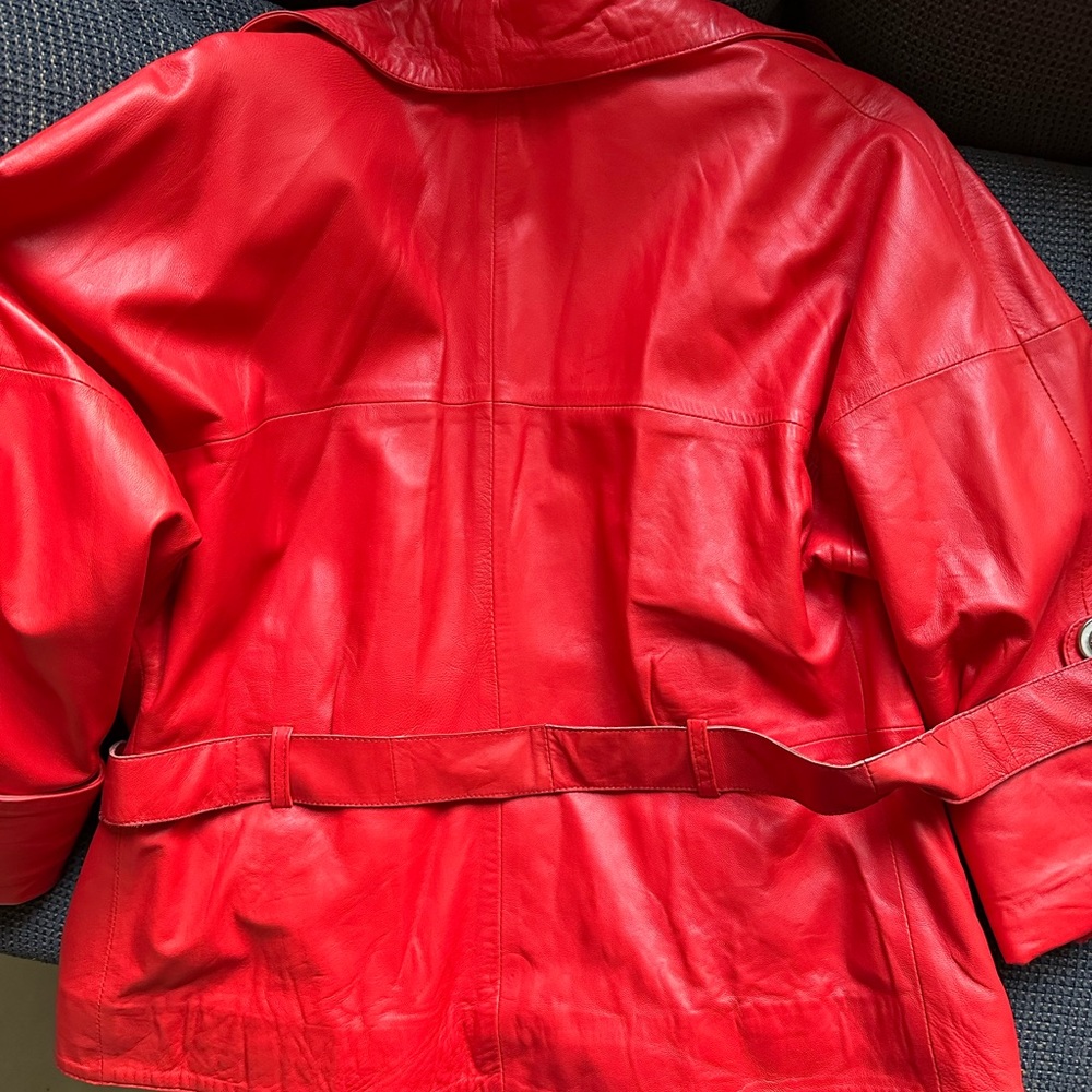 Coral genuine leather jacket - Picture 3 of 8